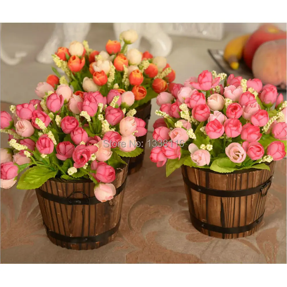 High Quality Flower Vase Wooden Barrel Vase Home Decoration Receiver Flower Set Wooden