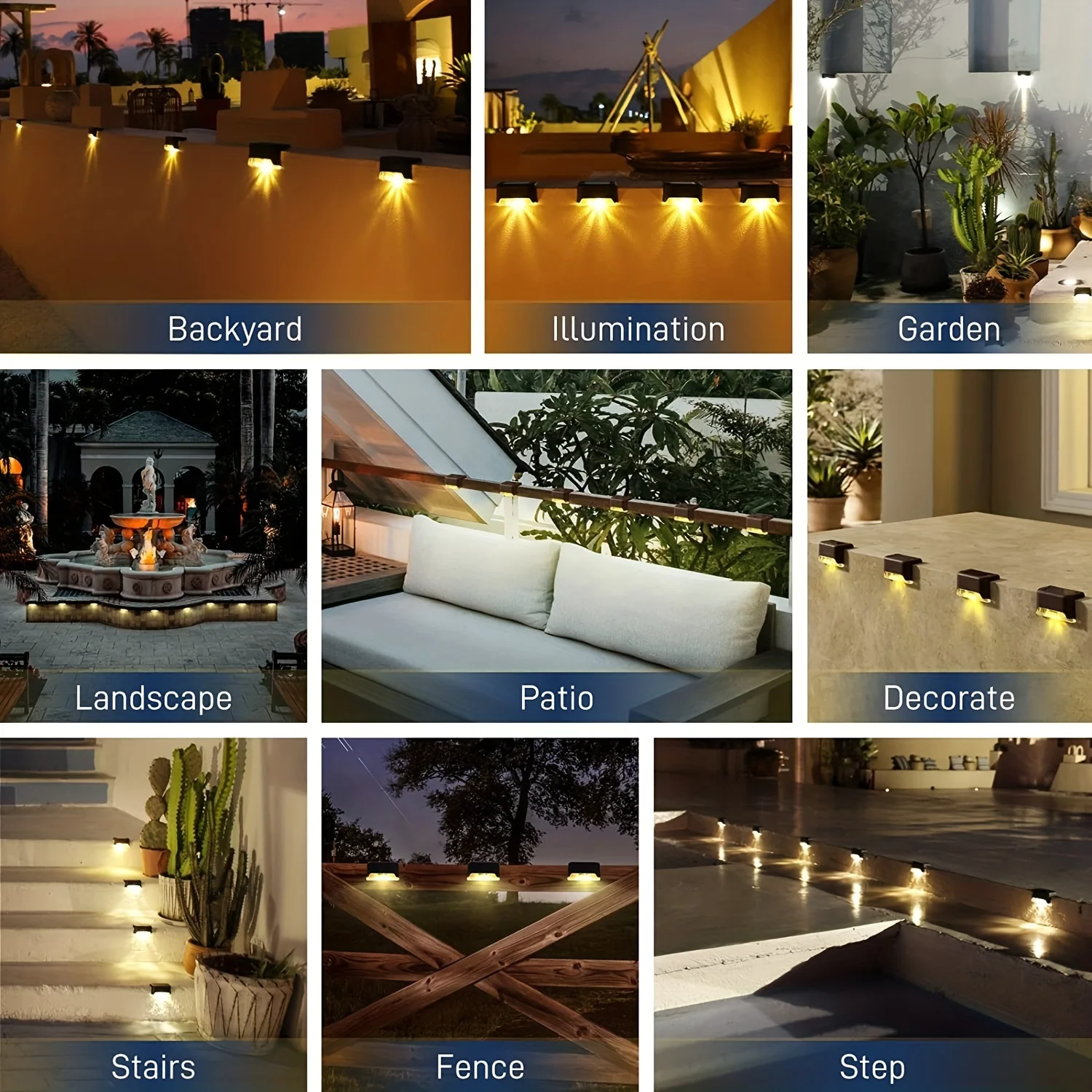 LED Solar Step Lamp Outdoor Garden Lights Solar Stair Light Waterproof Fence Lamp Decoration for Patio Path Deck Stair 4/8/12pcs