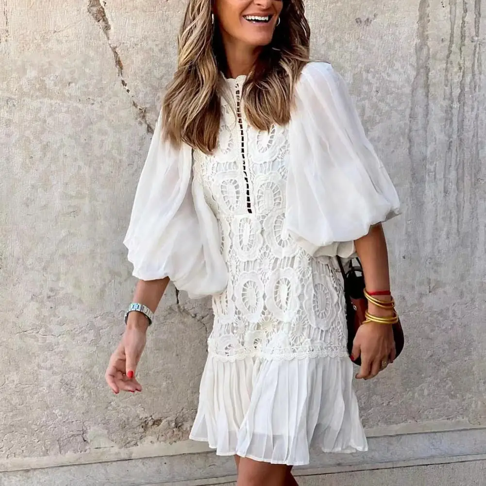 

Женское платье со скрытой молнией, нарядное женское платье в стиле High Street с кружевом, летнее платье, уличная одежда