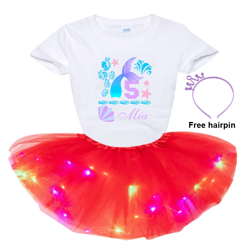 

3 шт., Детский комплект из футболки с коротким рукавом, юбки и шпильки