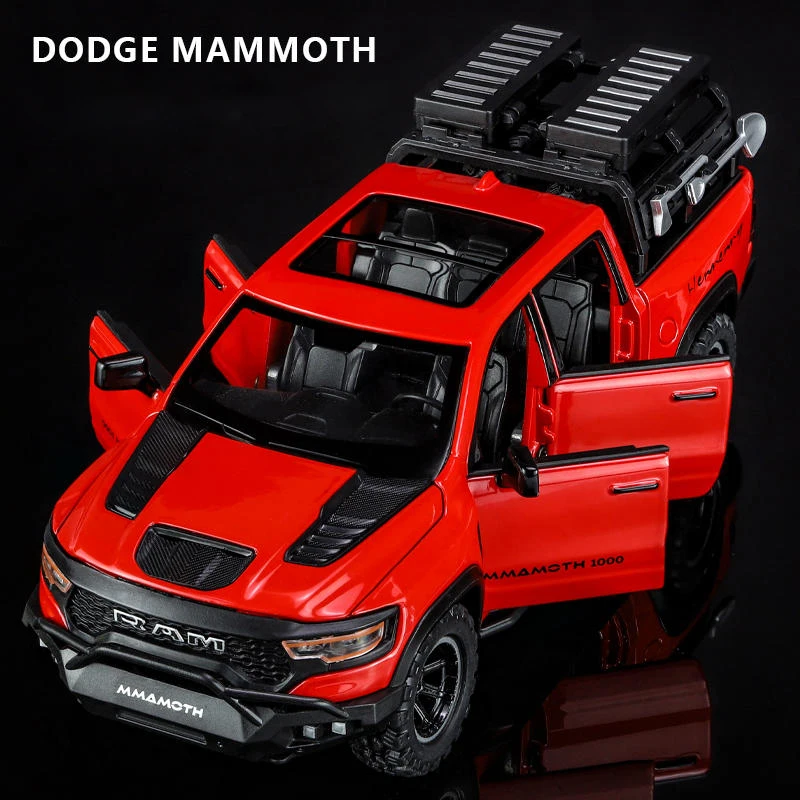 1:32 Dodge RAM 1000 TRX Mammoth Picku Alloy Car Model Sound and Light Pull Back Children's Toy Collectibles Birthday gift 4