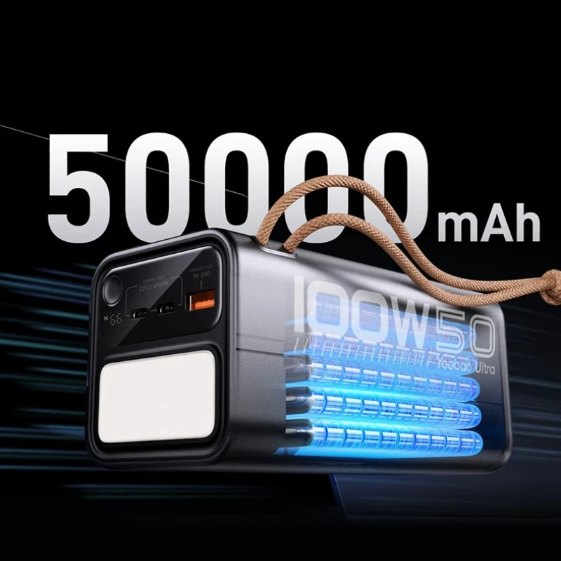 50000mAh PD100W Yoobao Power Bank Batteria esterna Carica rapida USB C Potente Powerbank portatile per laptop Xiaomi 13 iPhone 14 - immagine 3