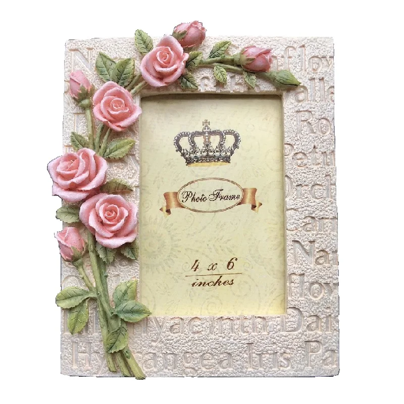 

Home Decoration European Flower Series Resin Embossed Rose Photo Frame