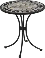 Home Styles Small Outdoor Bistro Table with Marble Tiles Design Table Top Constructed From Powder Coated Steel, Black 1