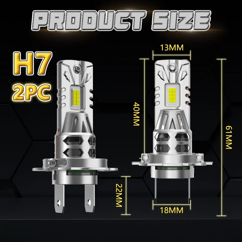 4Pcs H7 LED Headlight Combo Bulbs Kit High + Low Beam 6500K Super