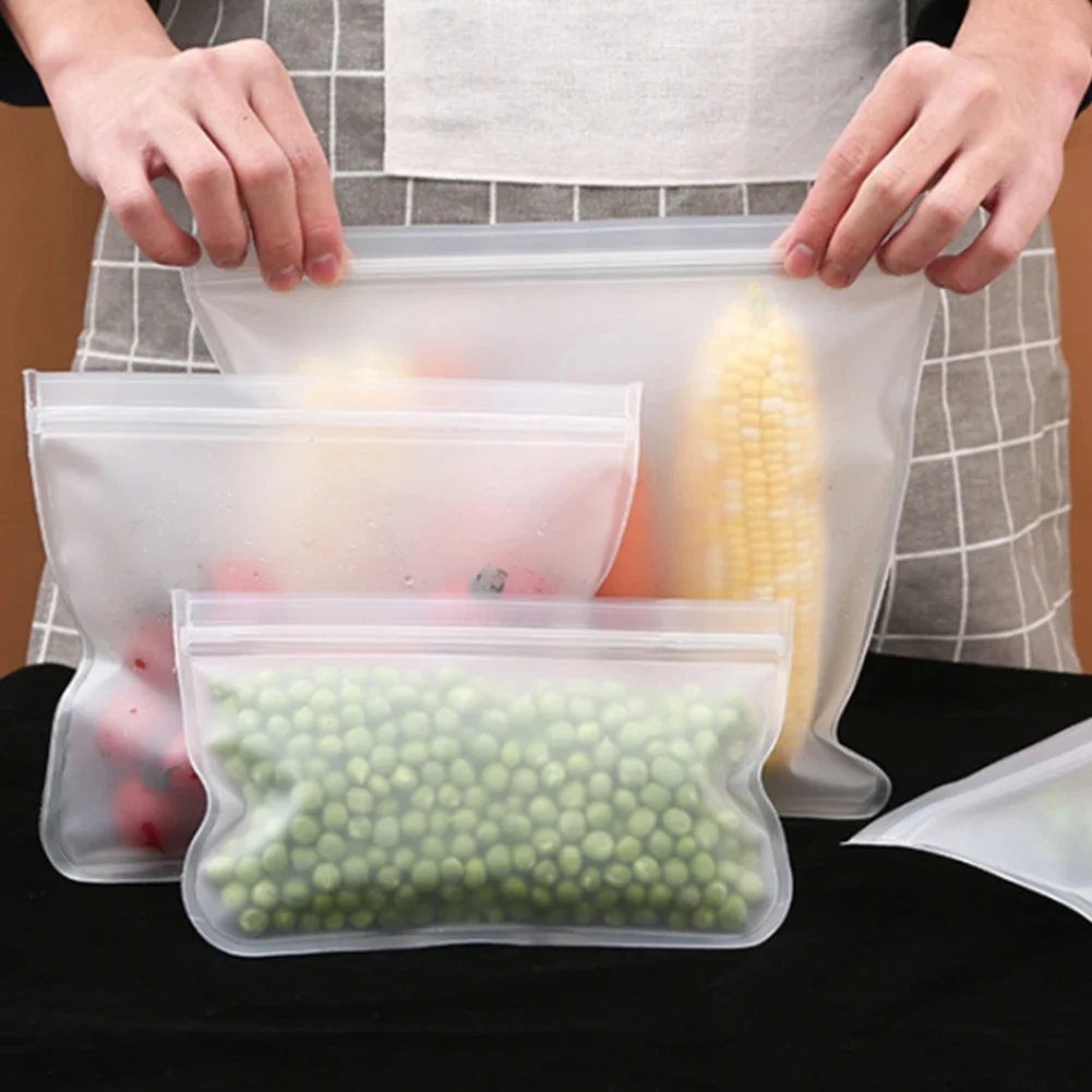 Reusable Food Storage Bag Refrigerator Food Freezer Bag Leakproof Container Fruit Veggie Snack Silicon Contain For Food