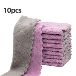 Eco-Friendly Microfiber Cleaning Cloth Set - Multi-Purpose Double-Sided Towels and Scouring Pads (10-Pack) - 10pcs (PurpleGrey)