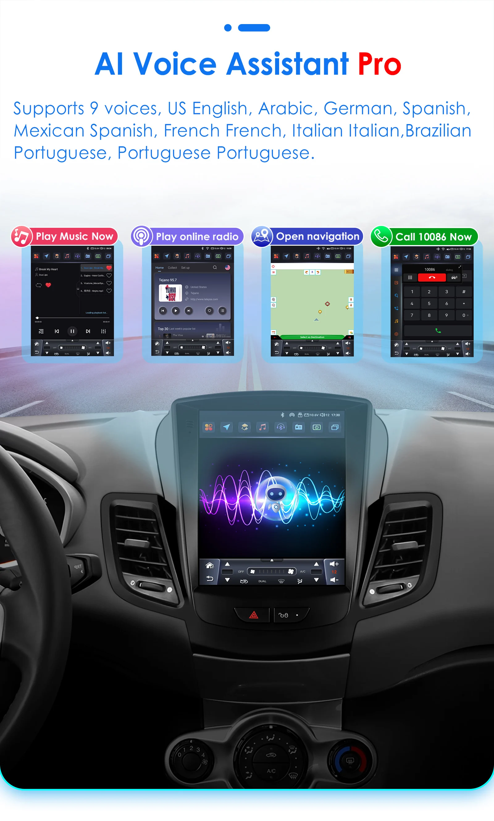 Hizpo 9,7 Zoll CarPlay Android Auto Autoradio für Ford Fiesta 2009–2016 Tesla Style Bildschirm 4G BT GPS RDS DSP SWC UIS7862 360CAM – Detail 18