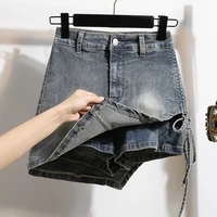 Plus Size Denim Skirt For Women Summer 2024 New High Waisted Mini Blue Jeans Skirts With Lining Korean Fashion Mini Skirt Woman - Image 3