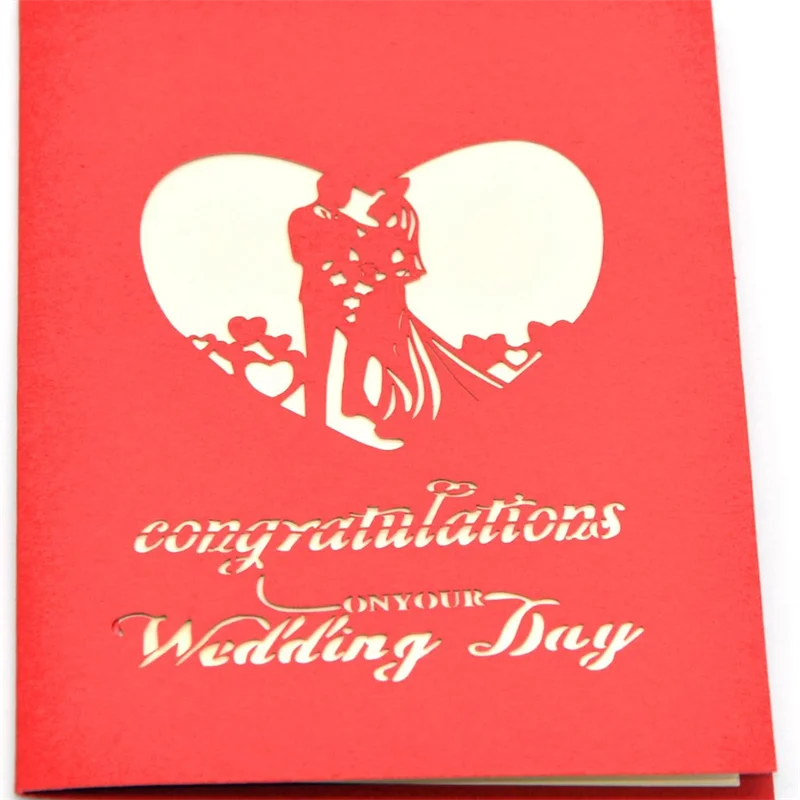 3D Wedding Card Pop Up Valentine's Day Card Wedding Anniversary Gift with Envelope Invitation