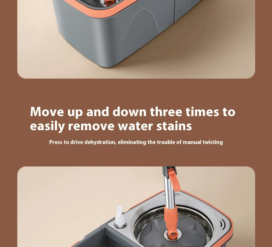 Neue abnehmbare Doppeleimer-Mopp-Spin-Mopp-Eimer-Sets 360°-Drehmopp für die Bodenreinigung Wiederverwendbare Mikrofaserköpfe Home Lazy Mop_voghion.com