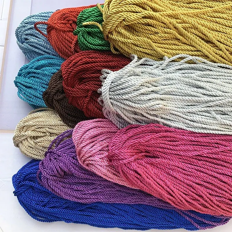 Luxurious Twisted Satin Cord for DIY Crafts & Home Decor - 5mm Braided Decorative Rope