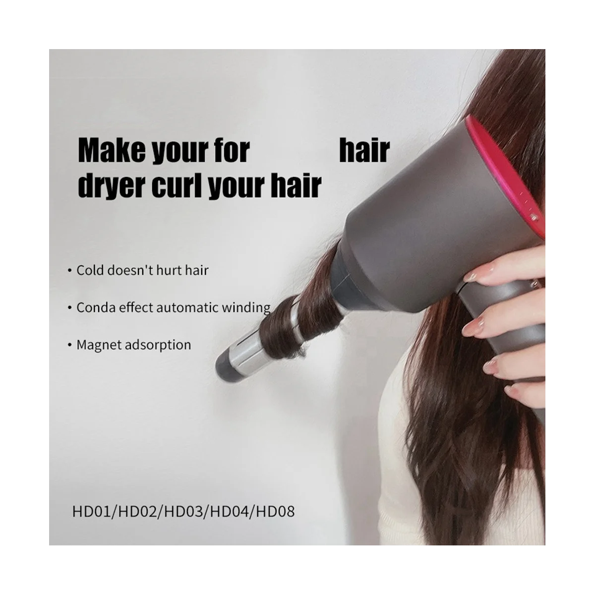 

For Supersonic Hair Dryer HD01/HD02/HD03/HD04/HD08 Hair Curler with Anti-Warping Nozzle for Multiple Hair Types