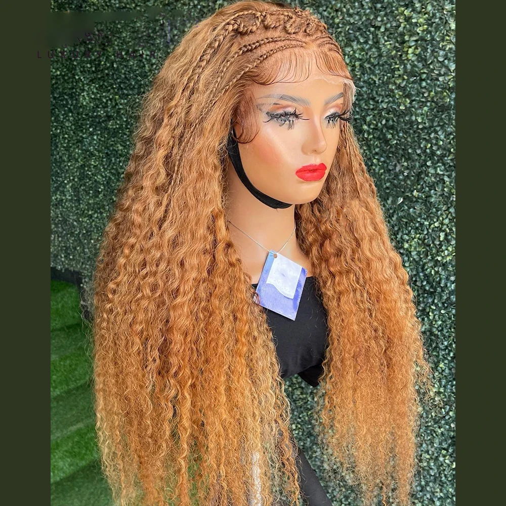 

Soft Glueless Honey Blonde 26" Long Kinky Curly 180%Density Lace Front Wig For Black Women BabyHair 180%Density Preplucked Daily