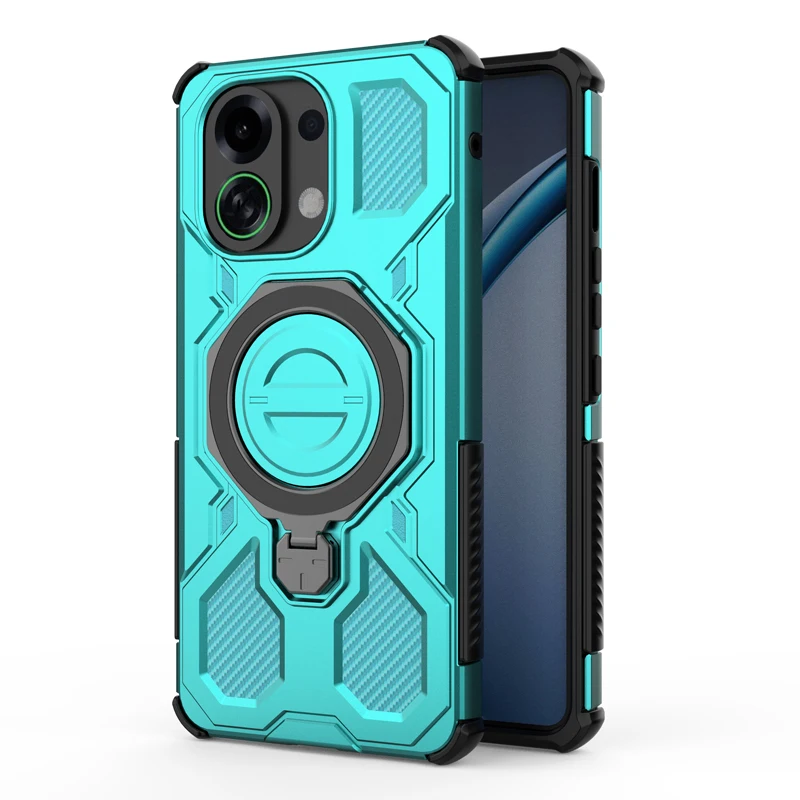 Shockproof Rugged Armor Case with Rotatable Metal Magnetic Ring Stand - Anti-Drop Cover