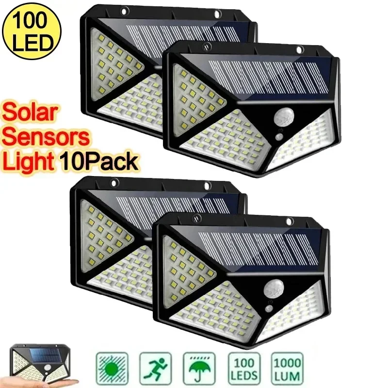 

100 LED Solar Wall Lights 1Pcs Outdoor Solar Lamp PIR Motion Sensor Solar Powered Sunlight Street Light for Garden Light
