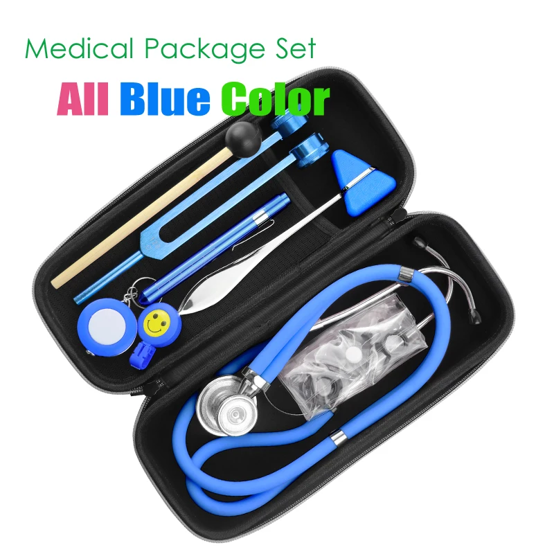 classic-home-health-monitor-storage-bag-package-kit-with-medical-doctor-stethoscope-tuning-fork-reflex-hammer-led-penlight-tool