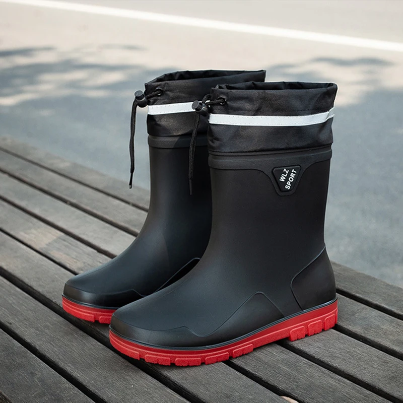 Fashion Women's Large Size Short Tube Medium Tube High Tube Waterproof Rain Boots Outdoor Work Rubber Boots Platform Boots