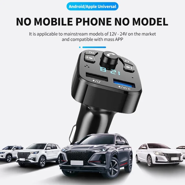 Car Mp3 Player Dual Usb Fast Charger Fm Bluetooth Receiver Bluetooth Compatible 5.0 Fm Transmitter Usb Flash Drive Plug Car Kit 5