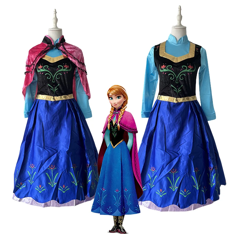 

Платье принцессы Анны, костюм для косплея Disney «Холодное сердце», накидка, одежда для взрослых, женская одежда на Хэллоуин