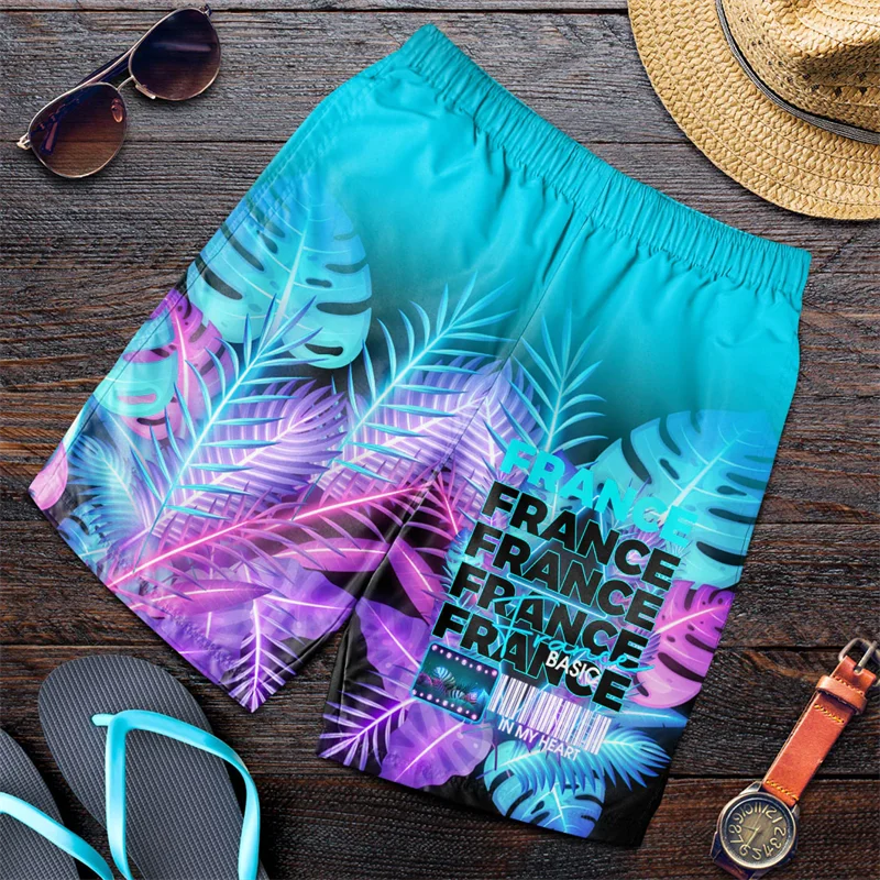 

France Flag Map 3D Printed Short Pants Hawaiian Vacation Beach Shorts National Emblem Trunks Casual Men Trunks Hawaii Trousers