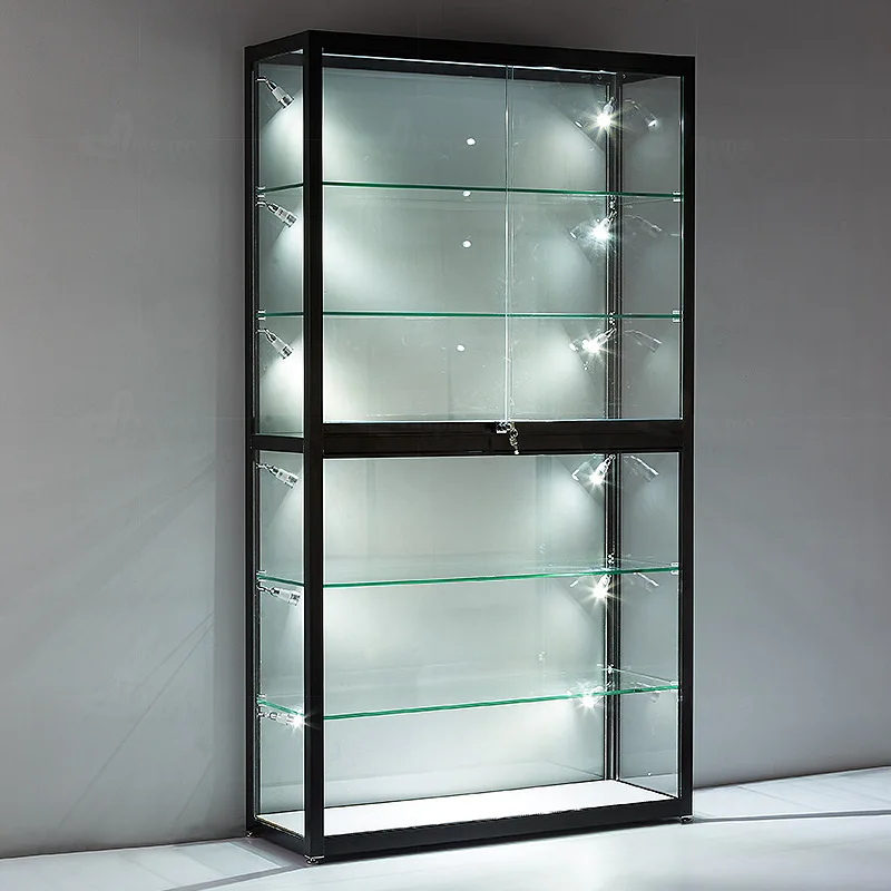 커스텀 저렴한 매장 가구 LED 조명 유리 디스플레이 쇼케이스, 유행 디스플레이 캐비닛, Vitrine