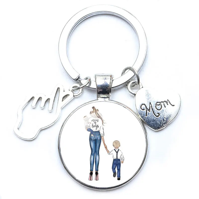 Lovely Hand Heart Family Mom Keychain Boys Girls Super Mama Key Ring Art  Photo Glass Cabochon Key Accessories Mother's Day Gift - AliExpress