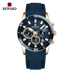 REWARD Men Wristwatch Fashion Luxury Waterproof Sport Stopwatch Quartz Watches Business Wrist Watch for Man Silicone Strap
