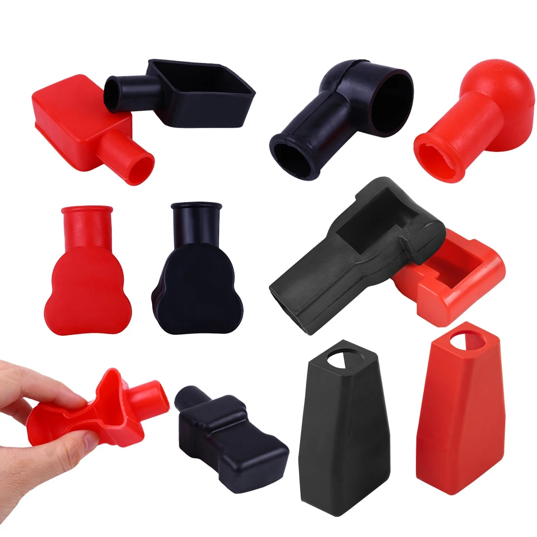 2pcs Car Battery Terminal Covers Cap Insulating Dust Protector Negative Positive Battery Insulating Covers Car Accessories