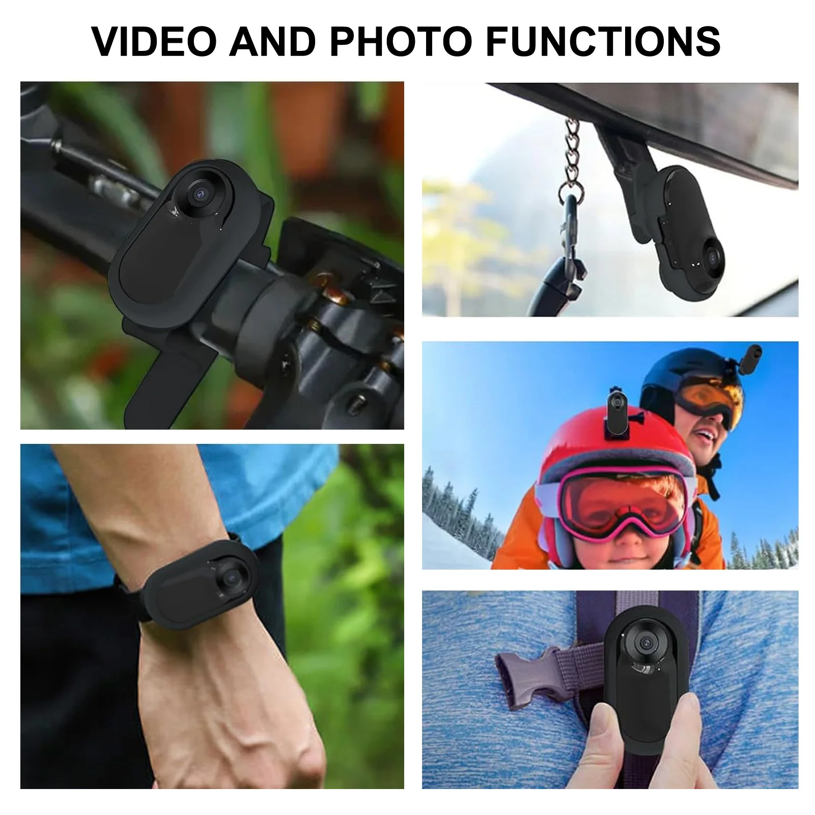 Pet Collar Camera with 0.96 Inch LCD Screen 170 Degree Wide Angle Pet Sport Action Camera for Video Records Indoor Outdoor