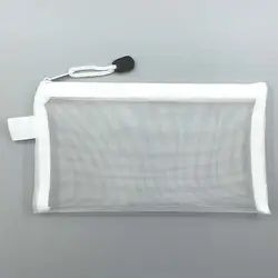 Large Transparent Mesh Pencil Case with Nylon Zip for Office and School Supplies (White)