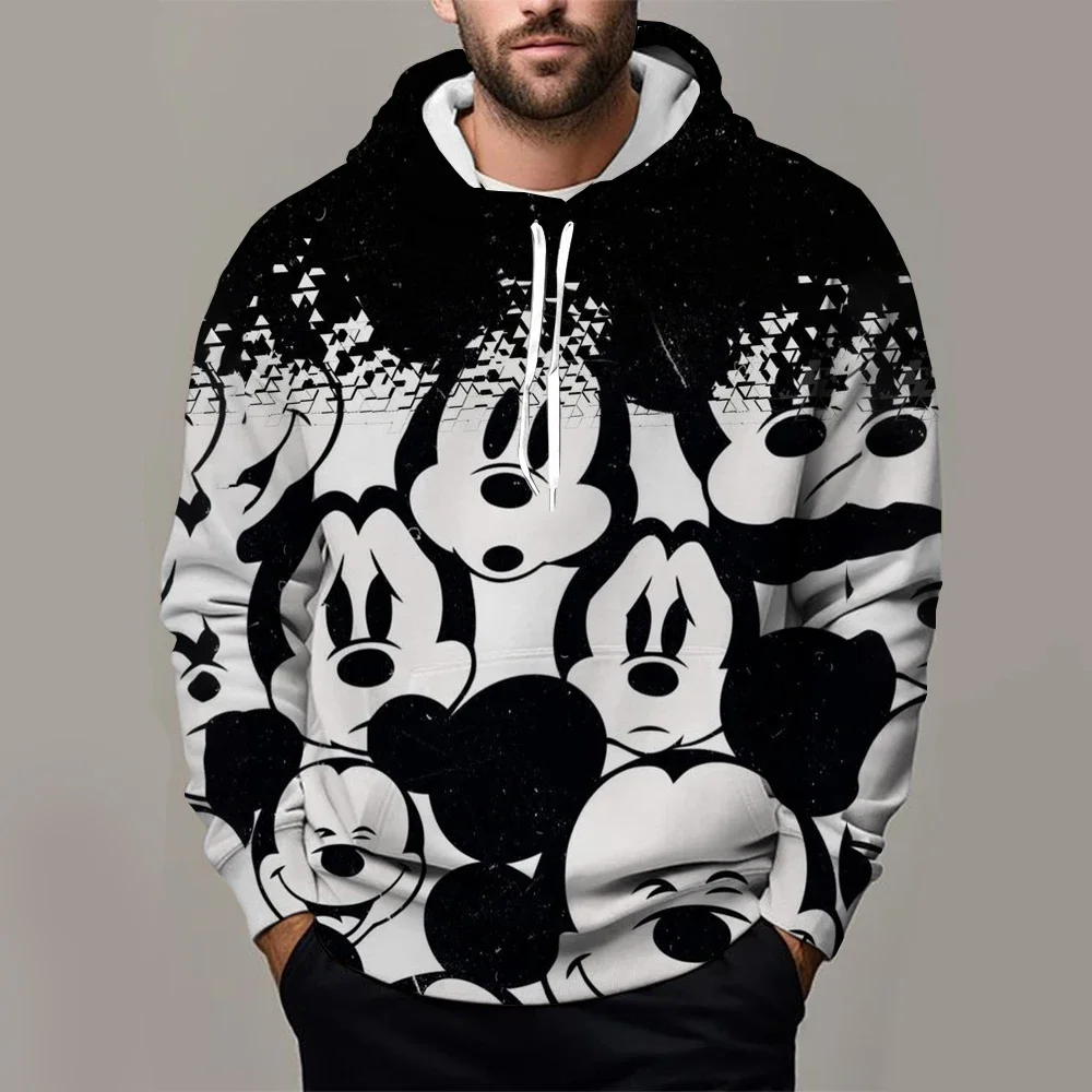 Disney Men's Hoodie MINISO Boys Girls Pullover 3D Printed Mickey Mouse Hoodie Casual Men's Hoodie Oversized Men's Clothing 5