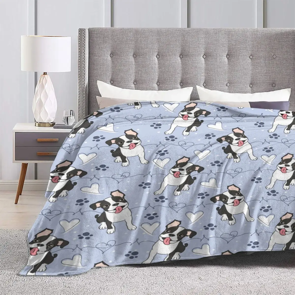 Love Boston Terrier Blanket Animal Travel Flannel Throw Blanket Super Soft Living Room Custom Bedspread Gift 4