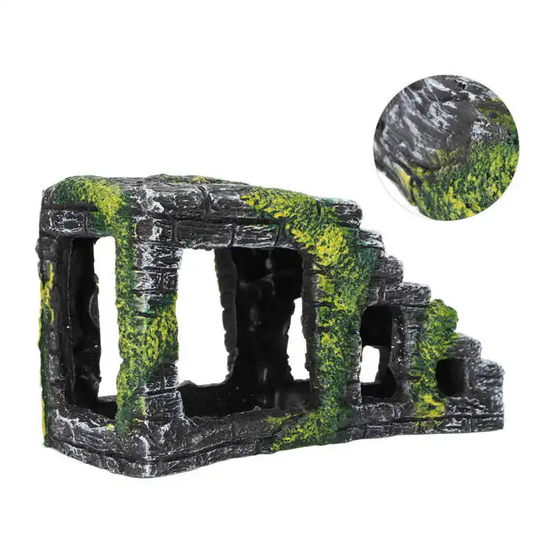 Wedhapy Aquarium Slate Aquarium Slate Reptile Habitat Rock Tortoise Slate Reptile Basking Feeding Dish Black S