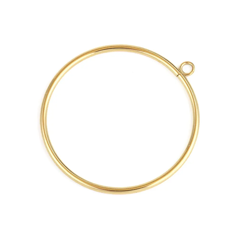 10 Stück Edelstahl rund großer Kreis Ring vergoldet Charms für DIY Ohrringe Anschlüsse Schmuckzubehör Teile Komponenten – Detail 5