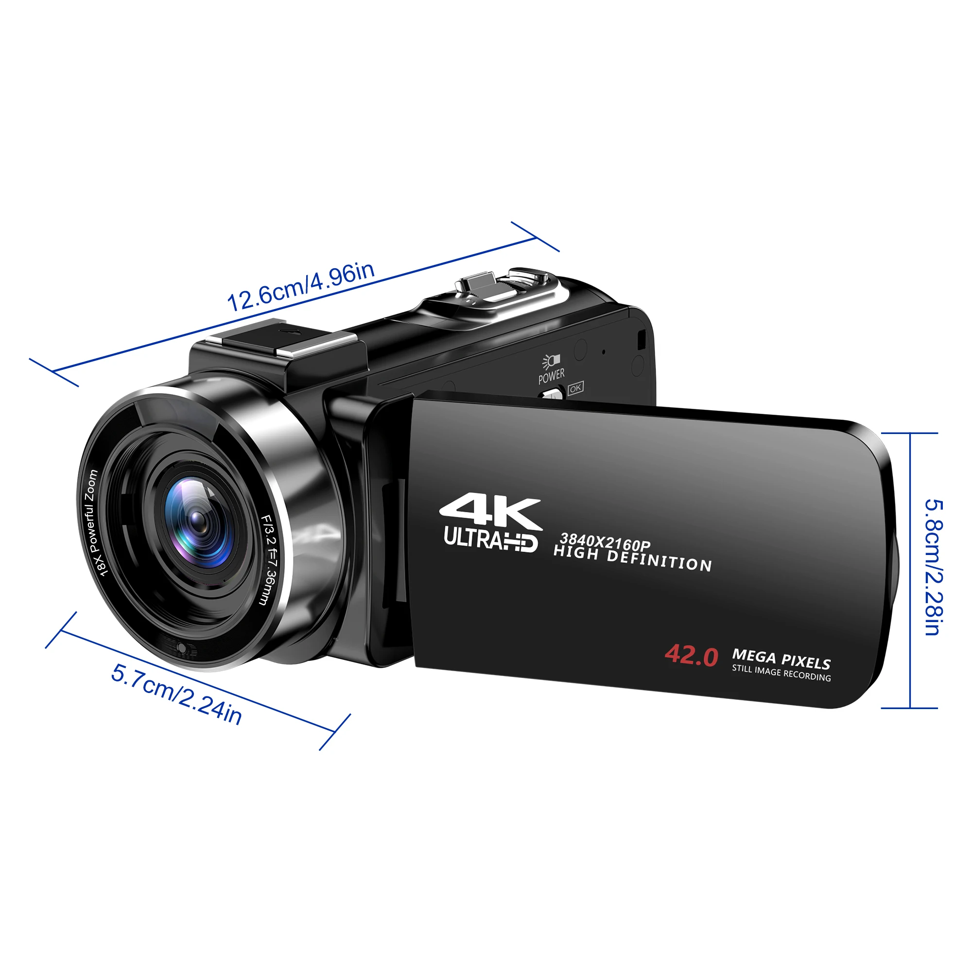 4K Digital Video 18X Digital Zoom 42MP 2 in1 Photo Video Camcorder 3.0 inch Rotatable Screen High Definition Camera DV Cameras - 2