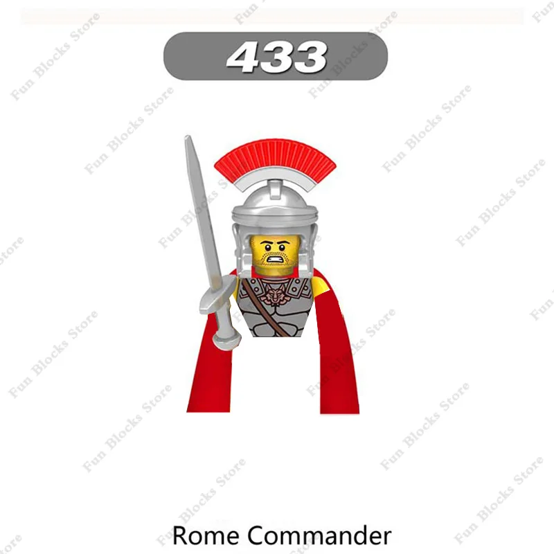 Military Mini Single Doll Medieval Figures Building Blocks Roman Spartan Soldier Bricks Helmet Sword Accessories MOC Gifts Toys