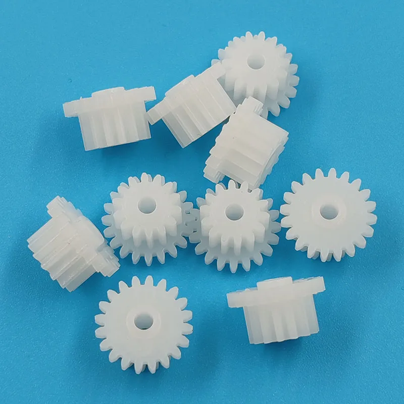 20142B 0.5M Gear 11mm Diameter POM Plastic 20 Teeth + 14 Teeth Double Layer Gears 2.05mm Hole Toy Parts 20+14T motor gear transmission gear 10PCS/lot