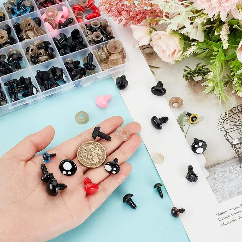 393PCS Safety Eyes and Noses Kit 11-16mm Plastic Safety Eyes Teddy Bear Nose Craft Crochet for DIY Puppets Bear Crafts