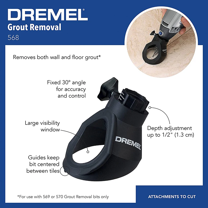 Dremel 568 Wall Floor Gap Grout Removal Bit Kit Rotary Tool Accessories Set Fit for Dremel 100/200/3000/4000/8220/8240/8250/8260