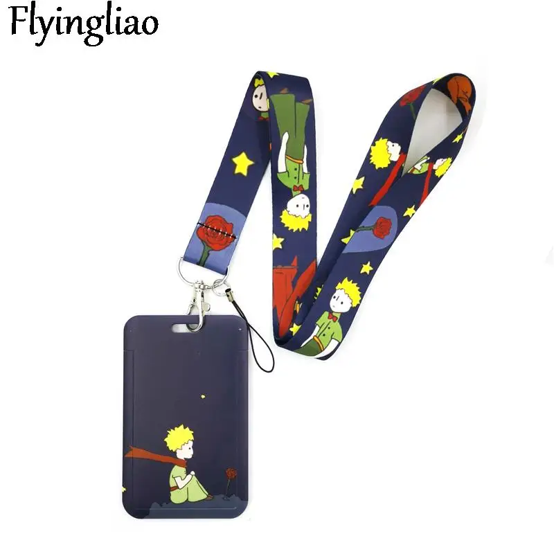 Little Prince black Key lanyard Car KeyChain ID Card Pass Gym Mobile Phone Badge Kids Key Ring Holder Jewelry Decorations