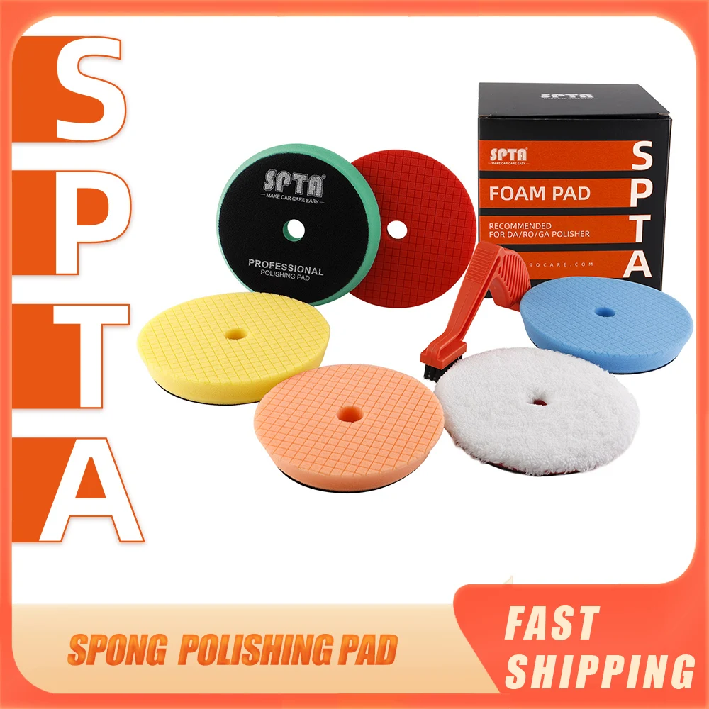SPTA 7Pcs 5Inch/6Inch Buffer Polishing Pads Microfiber Buffing Pads
