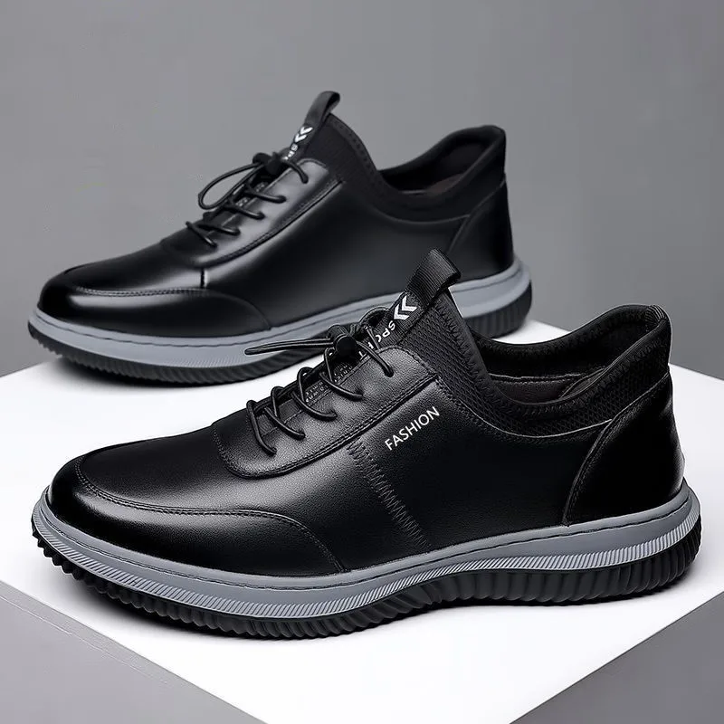 New Men Shoes PU Leather Lightwear Sport for Man Shoe Breathable Lace Up Comfortable Running Casual Shoes Outdoor Male Sneakers 3