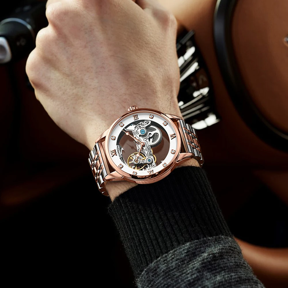 2024 New GUANQIN Men's Watches Top Luxury Men Mechanical Wristwatches Automatic Watch For Men Stainless Steel Waterproof Clock
