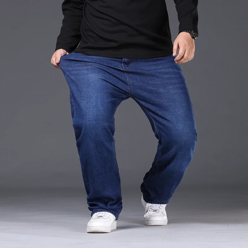 Denim Jeans For Men Plus Size 48 50 300KG Casual Fashion Business Pants Elastic Loose Straight Long Large Size 5XL 6XL 7XL denim pants denim trousers