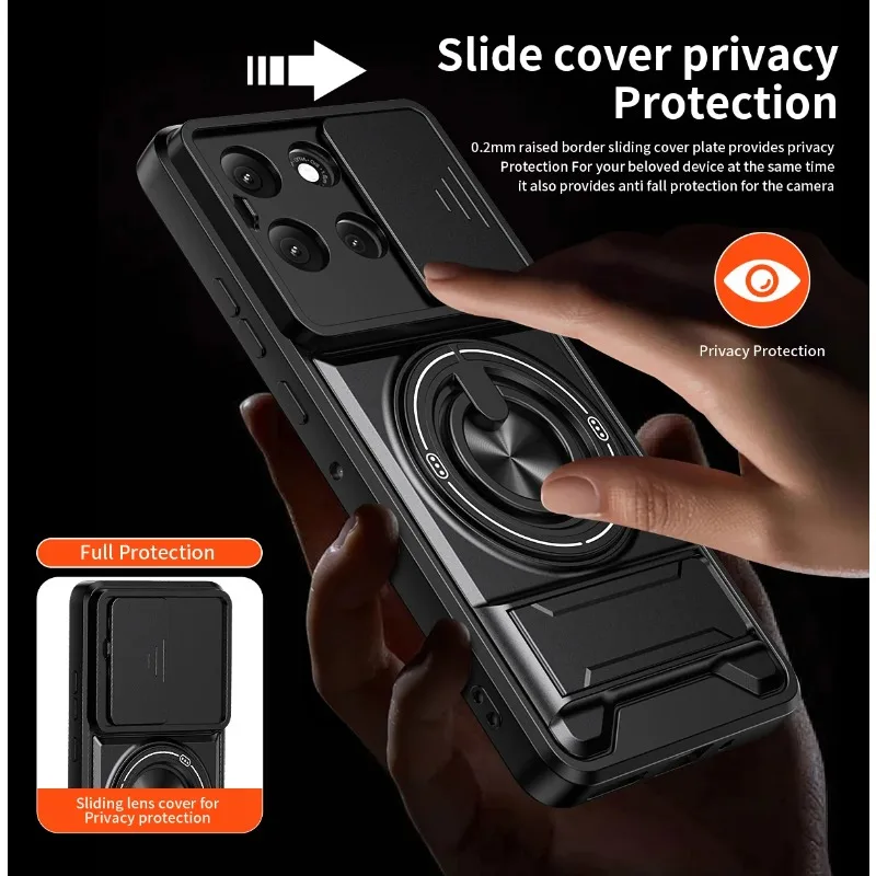Magnetic Phone Case with Slide Camera Protection & Ring Stand Cover