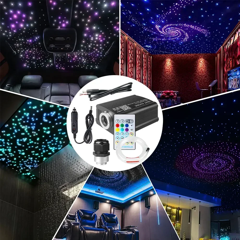 RGBW Fiber Optic Star Ceiling Light Kits Car Roof Star Lights for Kid Room Starry Sky Optical fiber Lighting APP Music Control fiber optic lamp fiber optic ceiling kit