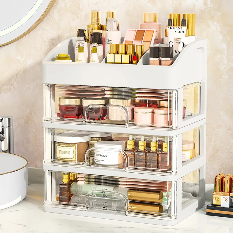 Desktop Makeup Organizer Drawer Type Cosmetic Storage Box Make Up Case  Brush Holder Lipstick Skincare Makeup Tables