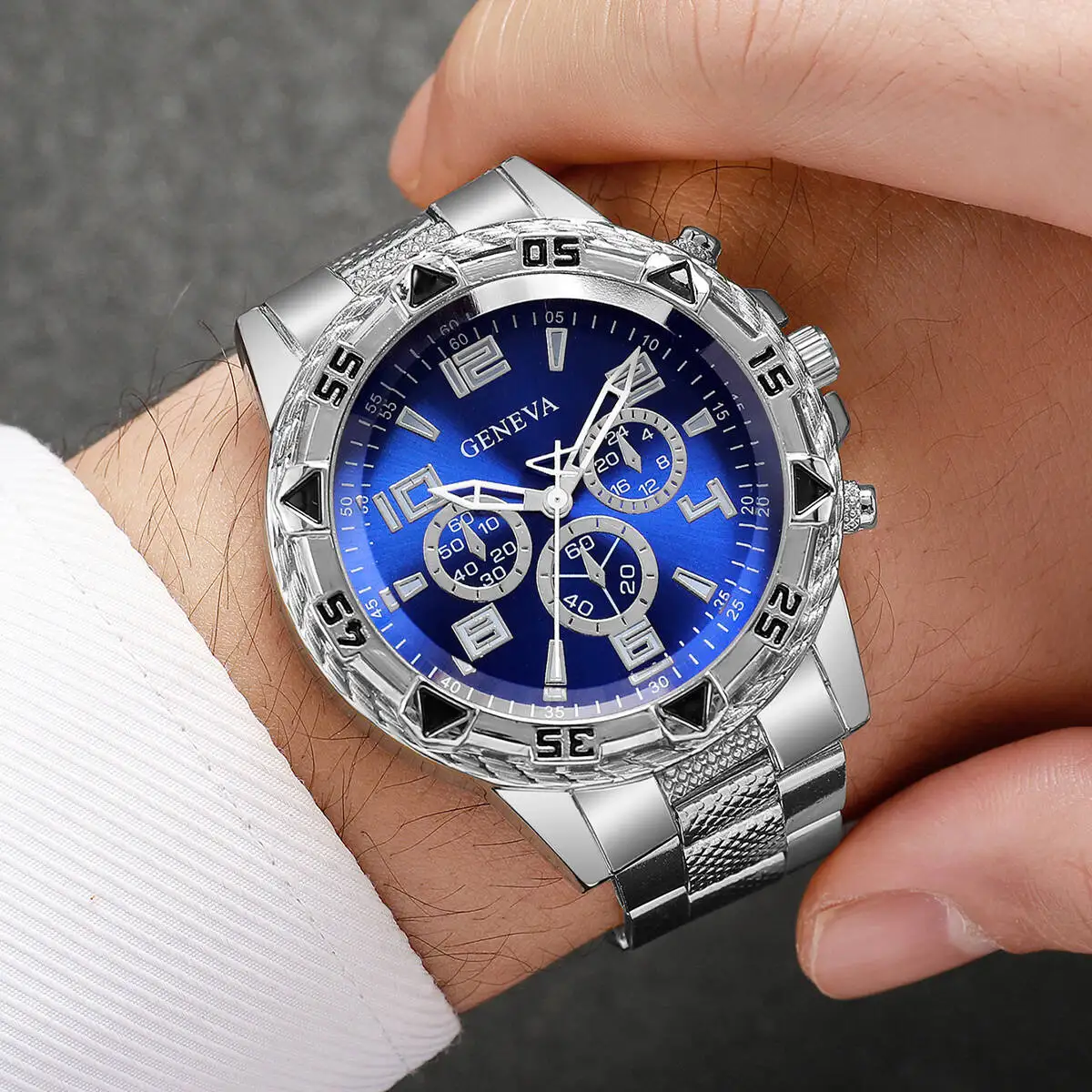 2PCS Fashion Men Business Watches Luxury Large Dial Mens Quartz Watch Set Relogio Masculino（Without Box） 6