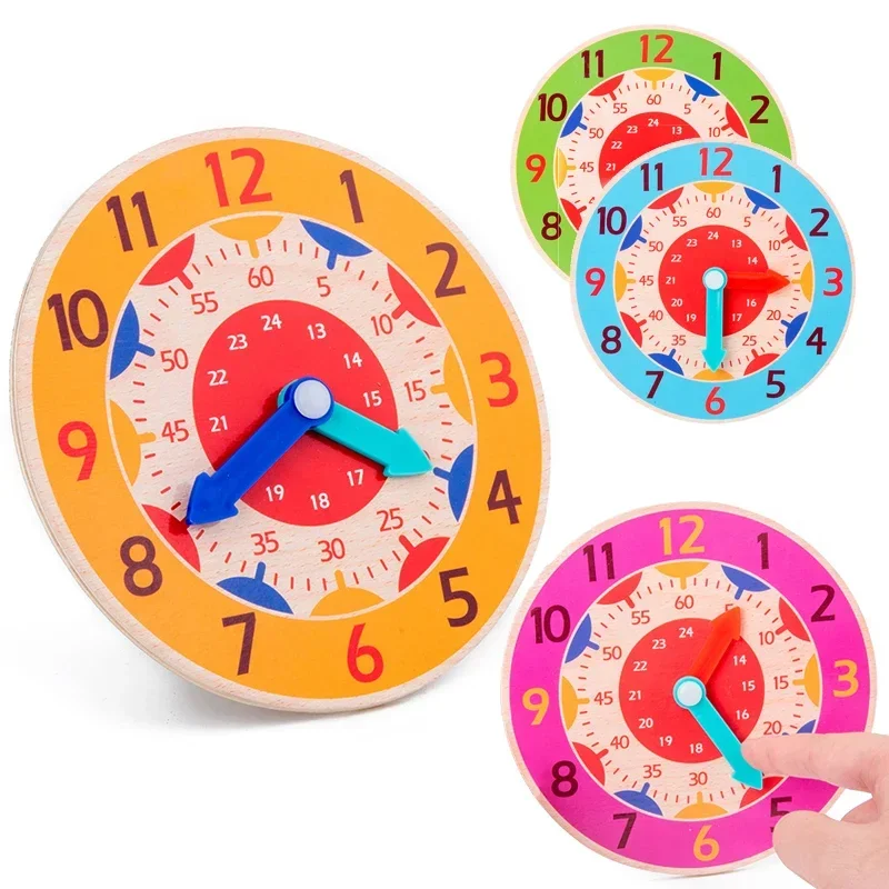 Kids Montessori Wooden Clock Toys Time Learning Teaching Aids Educational Toys For Children Primary School Clever Board Toy 6